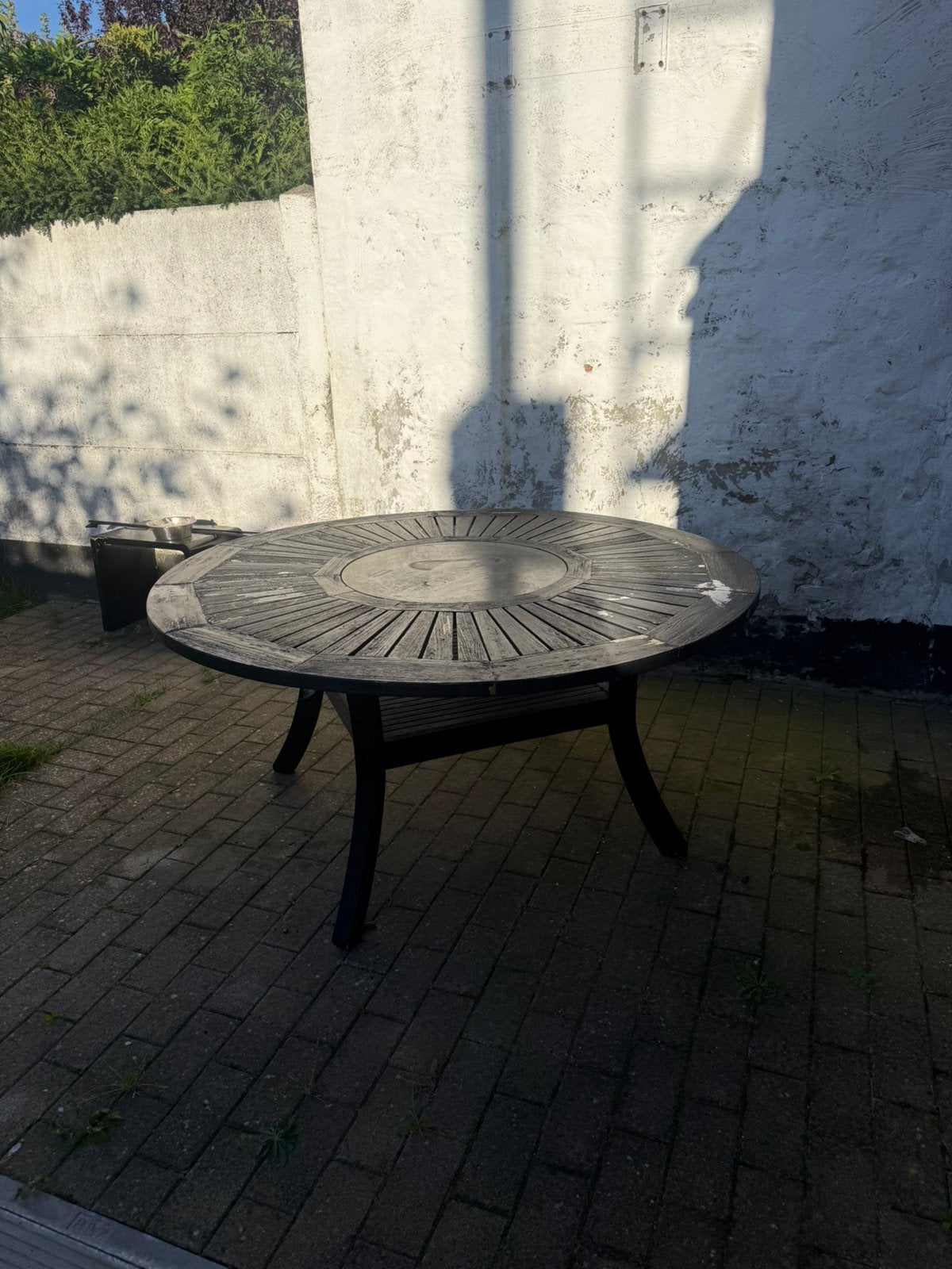 Houten tuintafel te koop, Jardin & Terrasse, Tables de jardin, Enlèvement, Utilisé, Rond, Bois