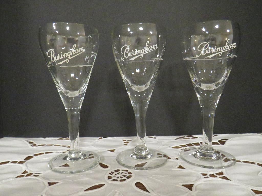 3 antieke BURINGHAM-glazen, Antiek en Kunst, Antiek | Glaswerk en Kristal, Ophalen of Verzenden