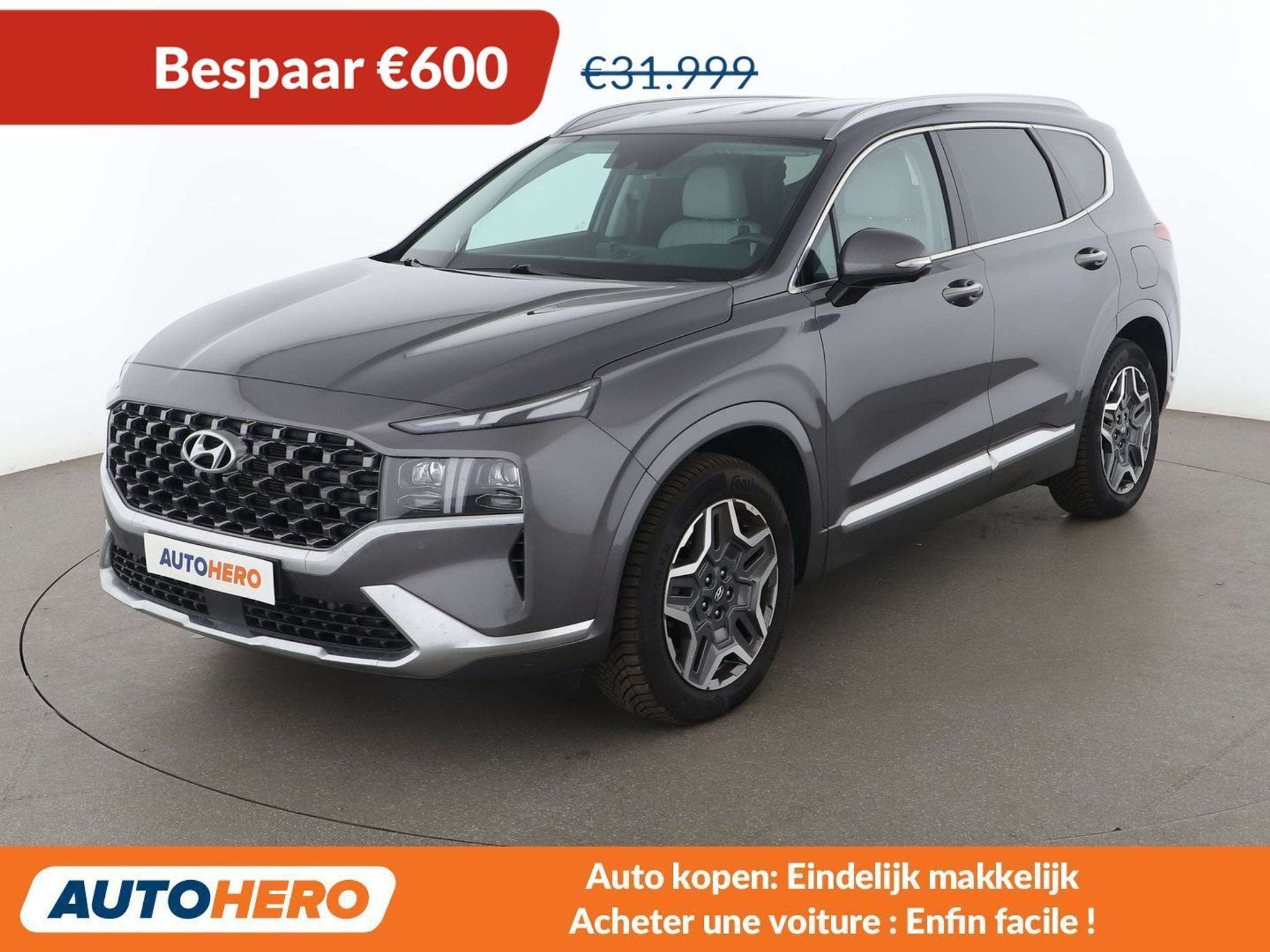 Hyundai Santa Fe 1.6 T-GDI Plug-in Hybrid Executive 4WD, Autos, Cuir, Argent ou Gris, Euro 6, 2080 kg