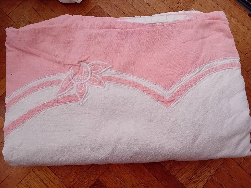 Drap lit ancien brodés en coton, Enlèvement ou Envoi, Coton
