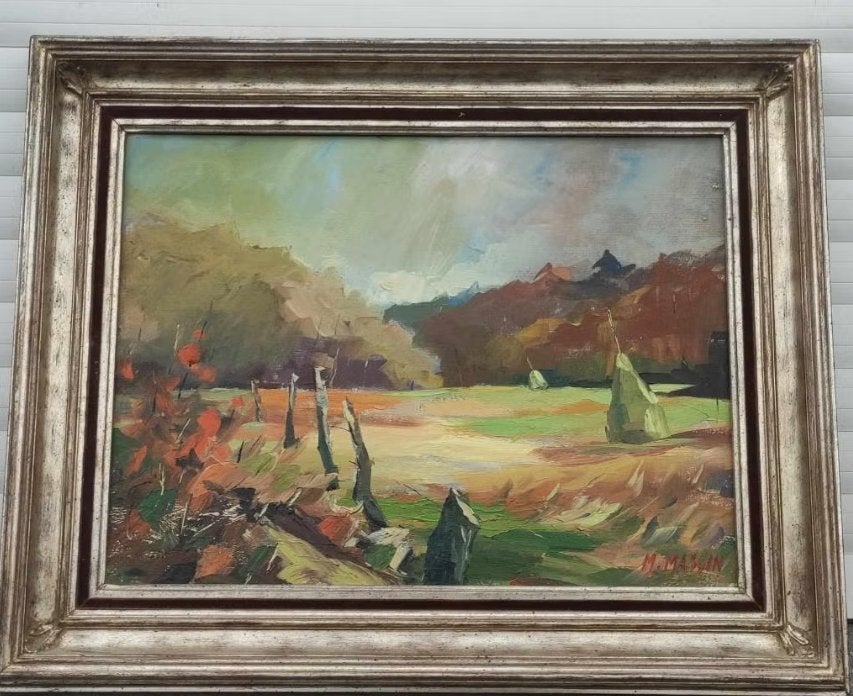 huile sur toile paysage ardenais signe monique massin, Enlèvement ou Envoi, Paysage, Toile