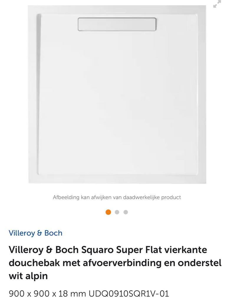 Douchebak 90x90 Villeroy & Boch, Ophalen, Douche