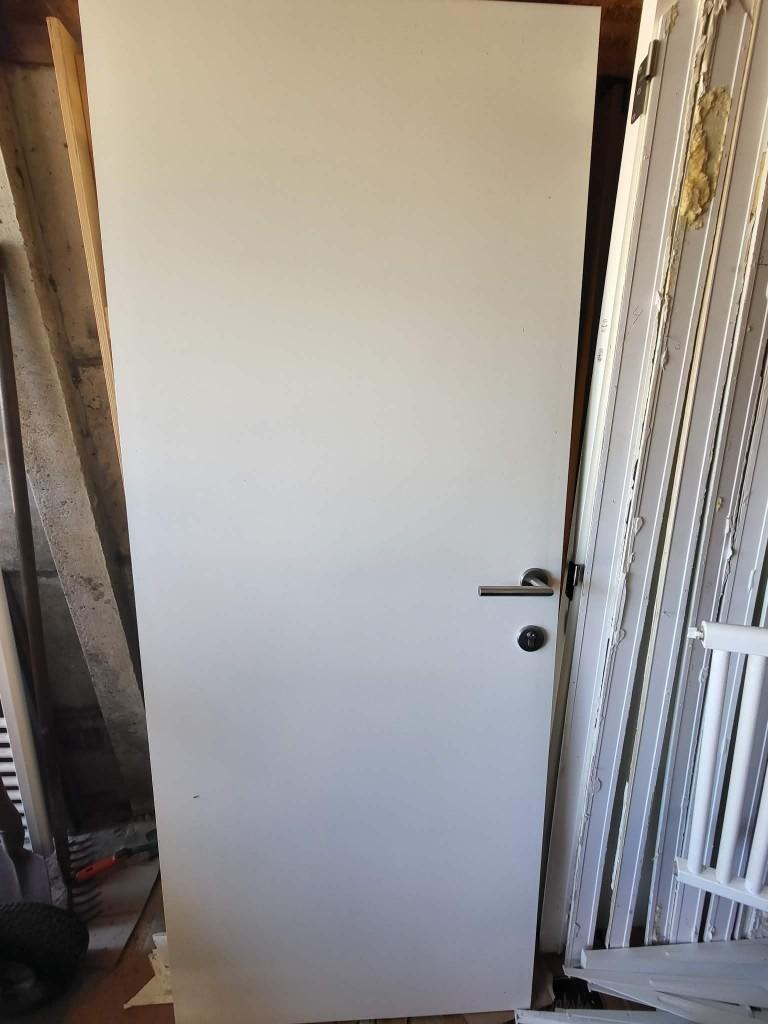 Witte houten binnendeur (akoestische) (2 stuks), Ophalen, 80 tot 100 cm, Binnendeur, Zo goed als nieuw