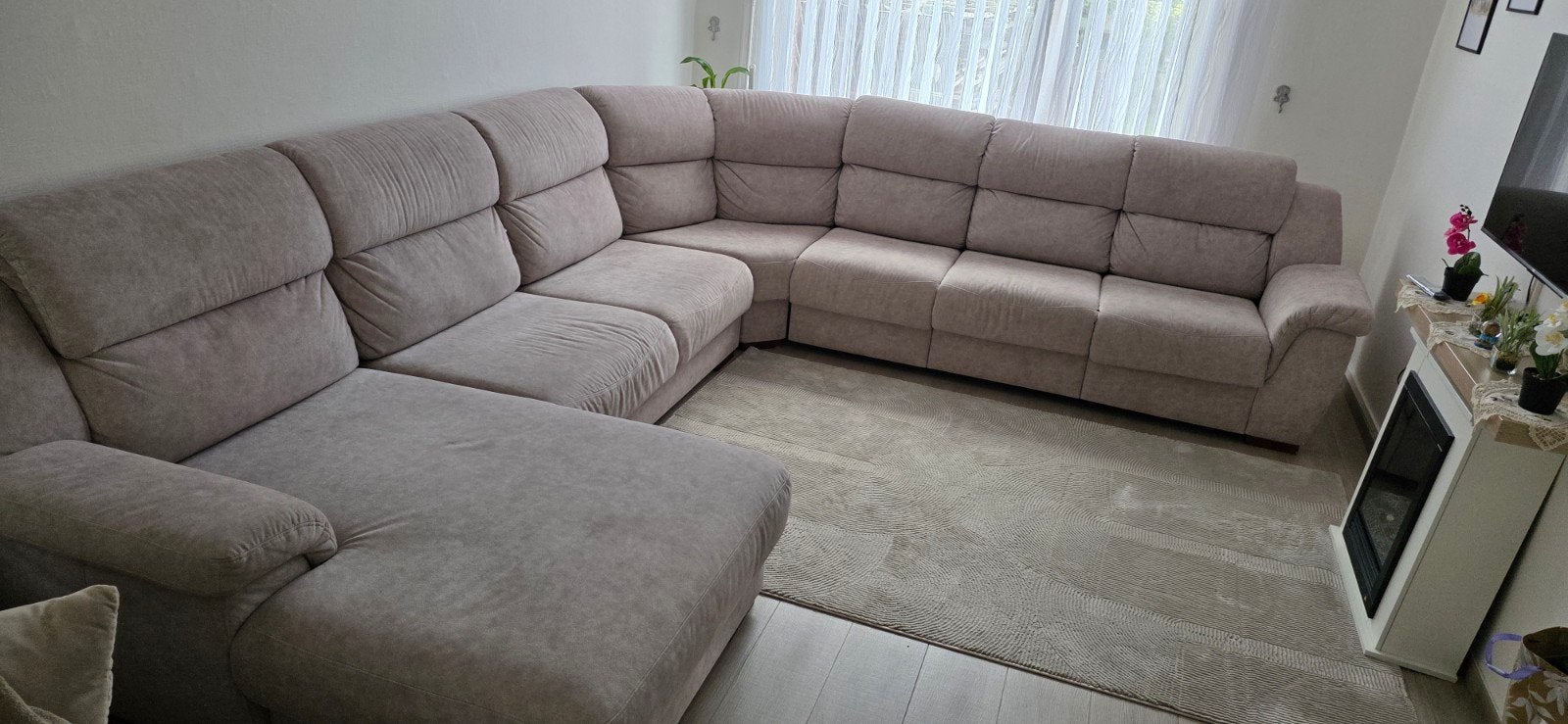 Hoekzetel beige grijs, Maison & Meubles, Canapés | Coins salons complets, Enlèvement