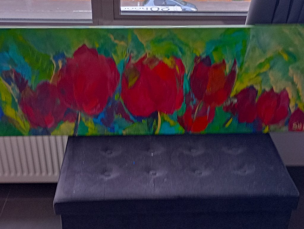Origineel schilderij tulpen, Antiquités & Art, Art | Peinture | Classique, Enlèvement, Peint à la main, Toile, Fleurs