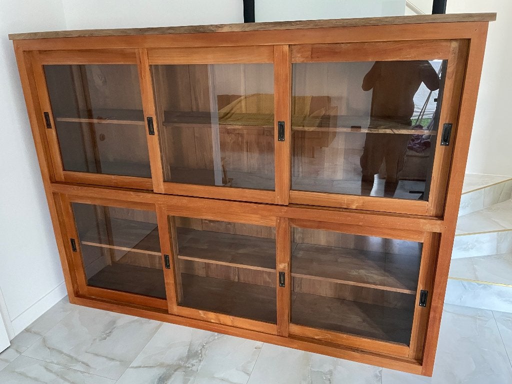 Teak vitrinekast boekenkast, Ophalen, Zo goed als nieuw, Teakhout