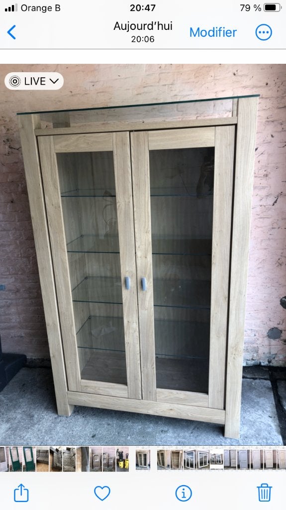 Vitrine avec éclairage, Huis en Inrichting, Kasten | Vitrinekasten, Ophalen, Gebruikt, Kersenhout, Met deur(en)