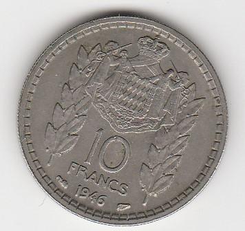 Pièce de 10 Francs 1946 Monaco, Enlèvement ou Envoi, Autres pays, Monnaie en vrac