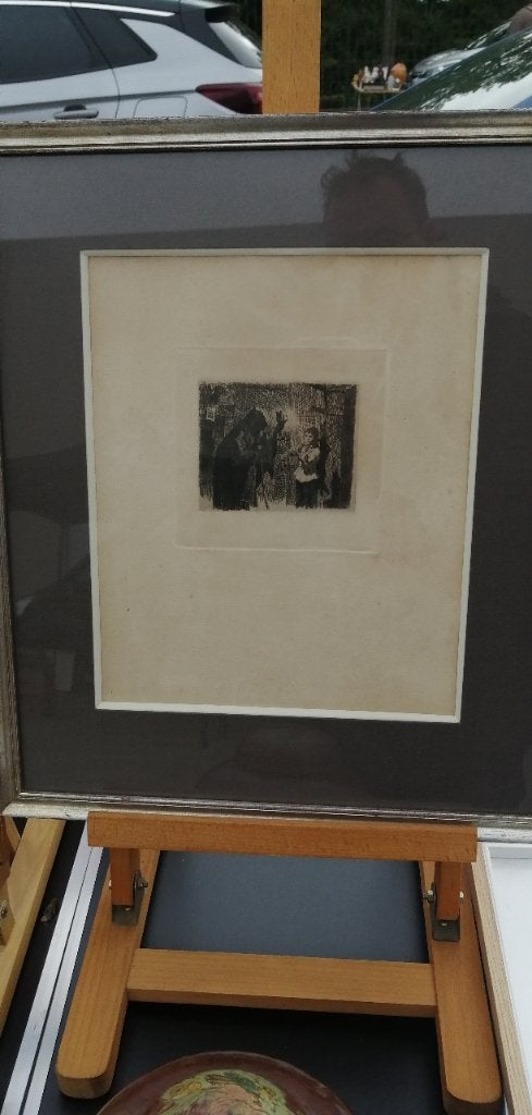 Eau forte Felicien Rops, Enlèvement ou Envoi, Vie quotidienne, Eau-forte, Encadré