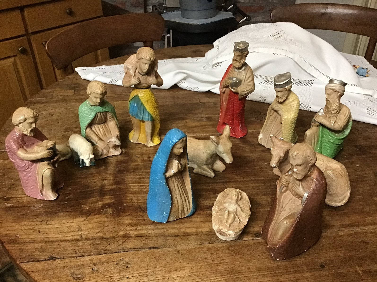 Vintage kerstbeelden uit de kerststal, Antiek en Kunst, Ophalen of Verzenden