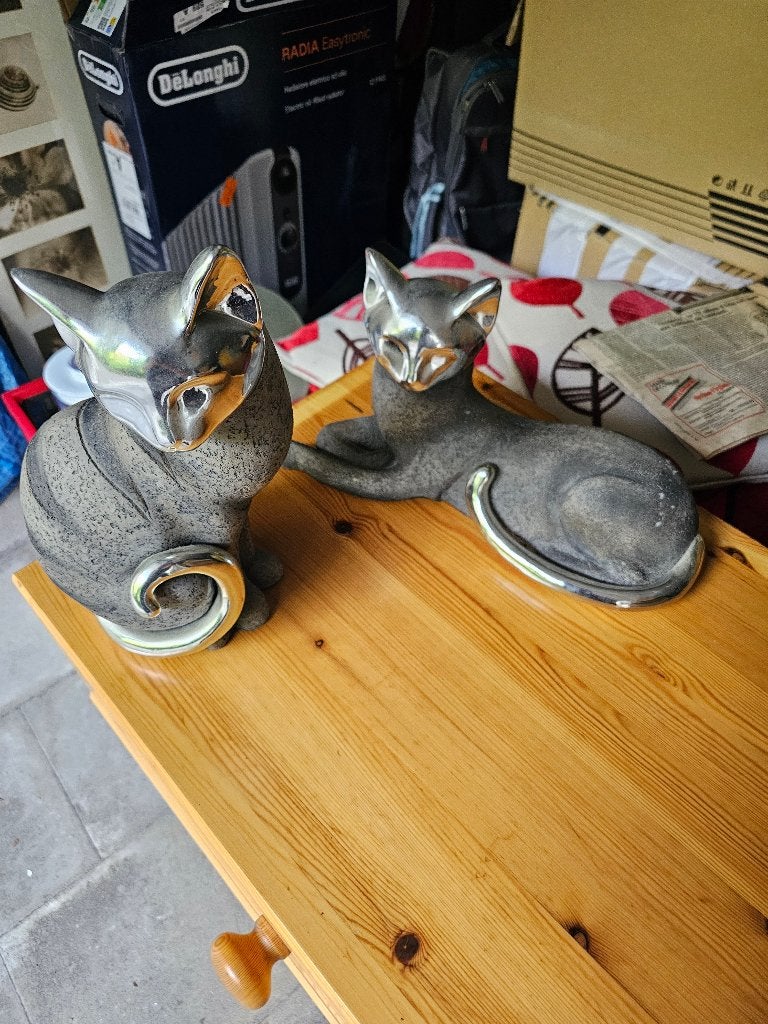 SUPERBE COUPLE DE CHATS DE DECO, Enlèvement, Comme neuf, Chien ou Chat, Statue ou Figurine