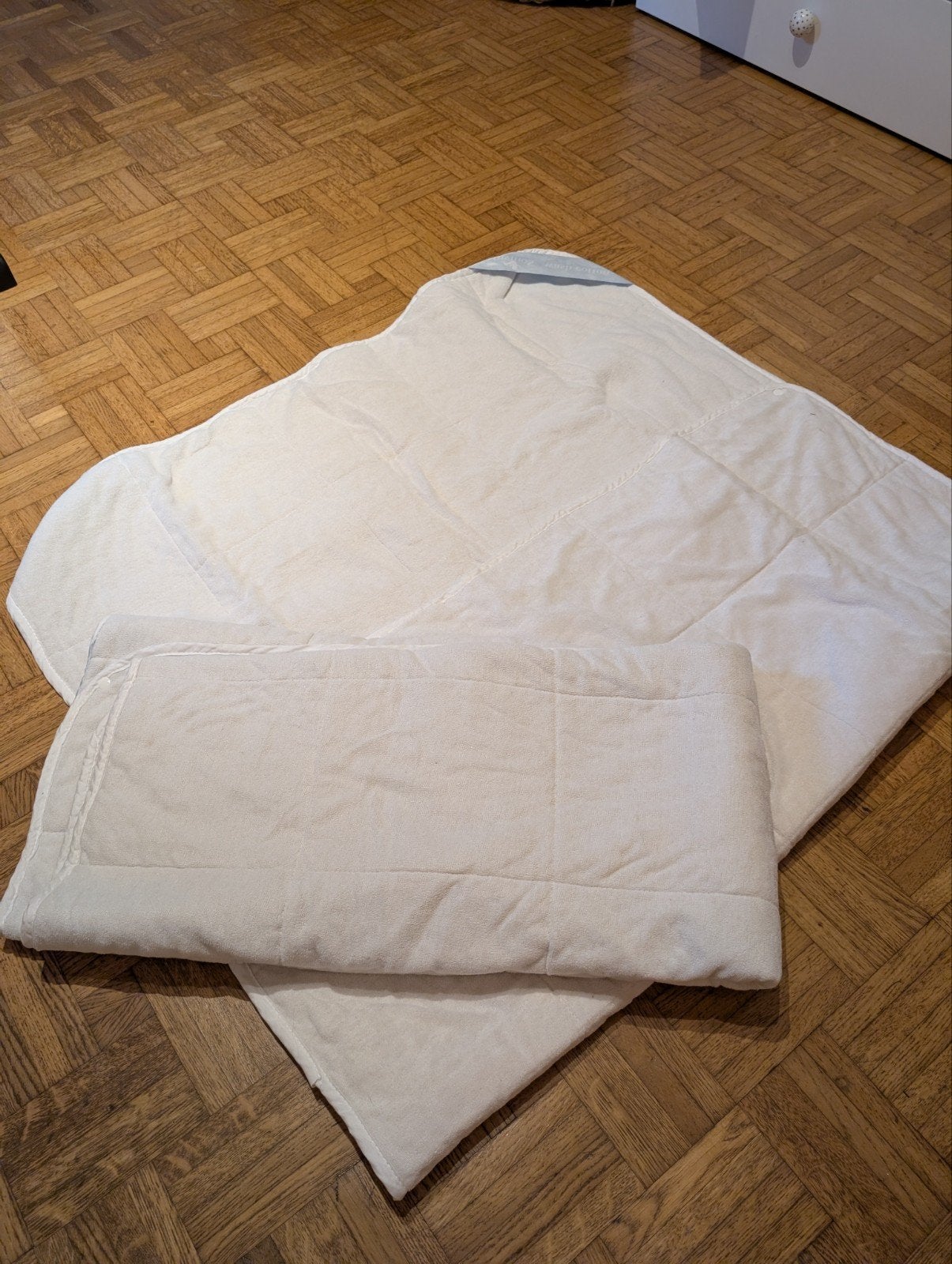 2 katoenen donsdekens voor kleuterbed, Huis en Inrichting, Ophalen, Zo goed als nieuw, Wit, Koppelbaar