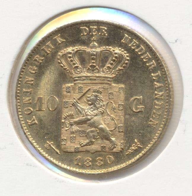 Nederland 10 Gulden 1880 Willem 3, Enlèvement ou Envoi, Or