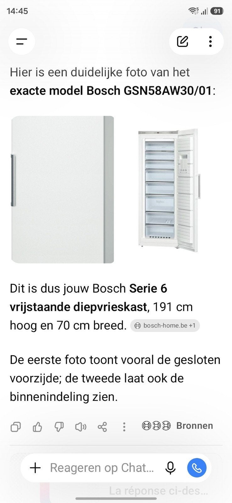 bosch grote vrijstaande diepvries, Ophalen, Zo goed als nieuw, 60 cm of meer, 160 cm of meer
