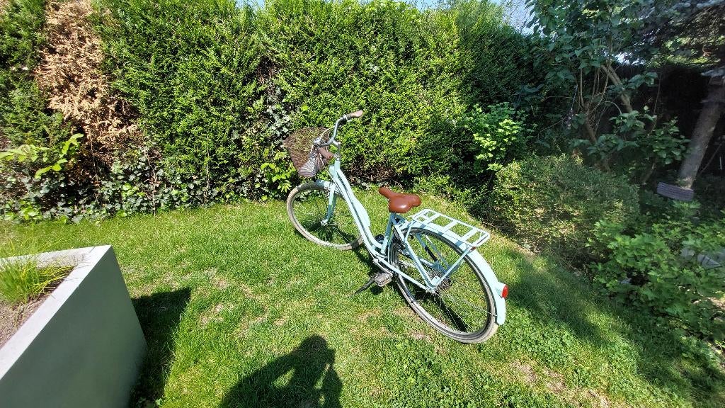 B'Twin Elops 520 — lichtblauw — maat S/M — incl. slot, Fietsen en Brommers, Gebruikt, Velgrem, 47 tot 50 cm, Versnellingen