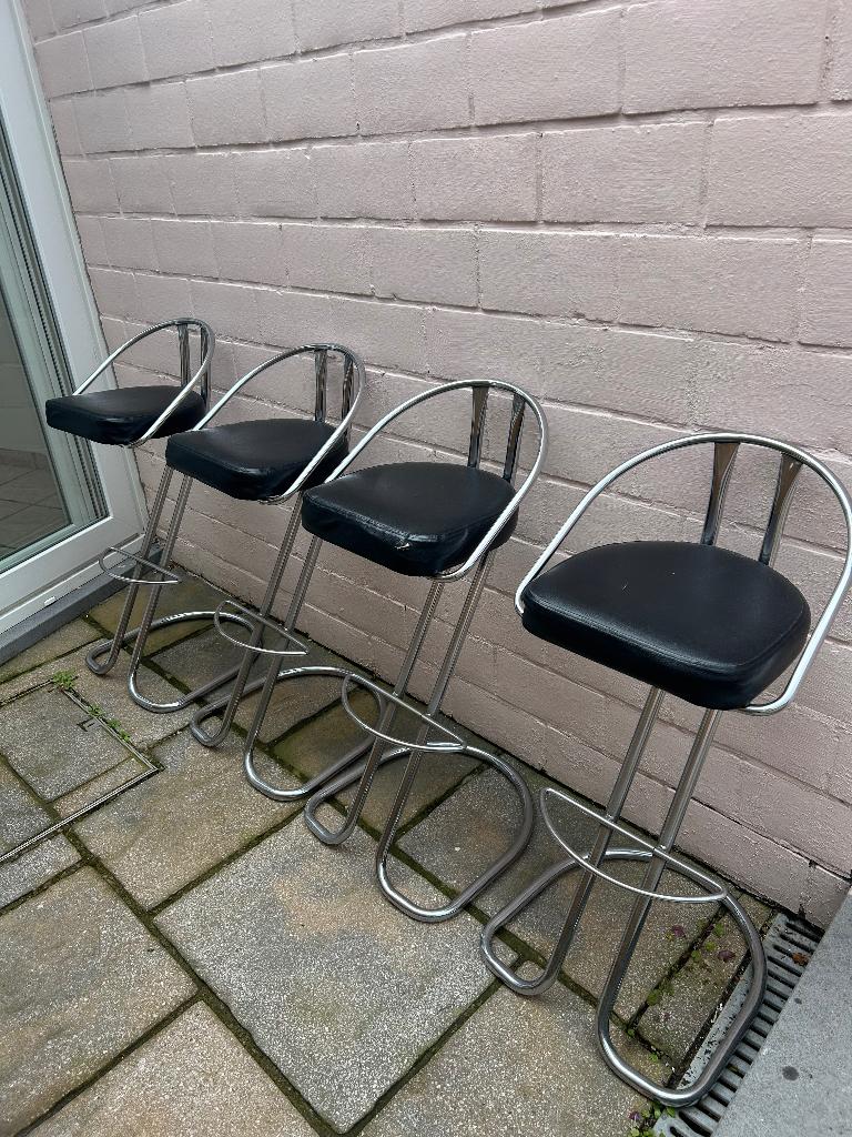 4 barkrukken, Huis en Inrichting, Barkrukken, Ophalen, Gebruikt, 90 cm of meer, Leer