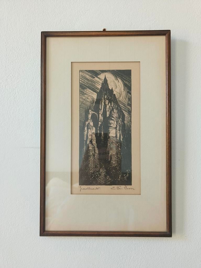 Litho Edmond Van Dooren 'Graalburcht', Antiek en Kunst, Ophalen