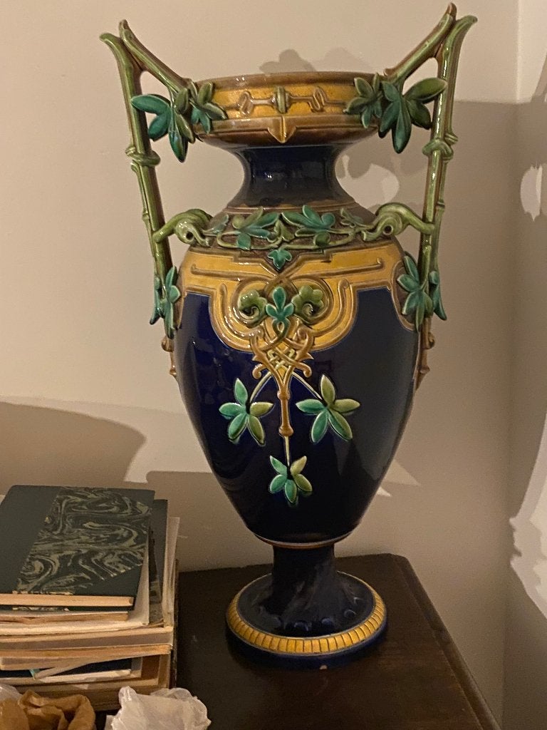 Grand vase Art Nouveau en MAJOLIQUE, Antiquités & Art, Enlèvement