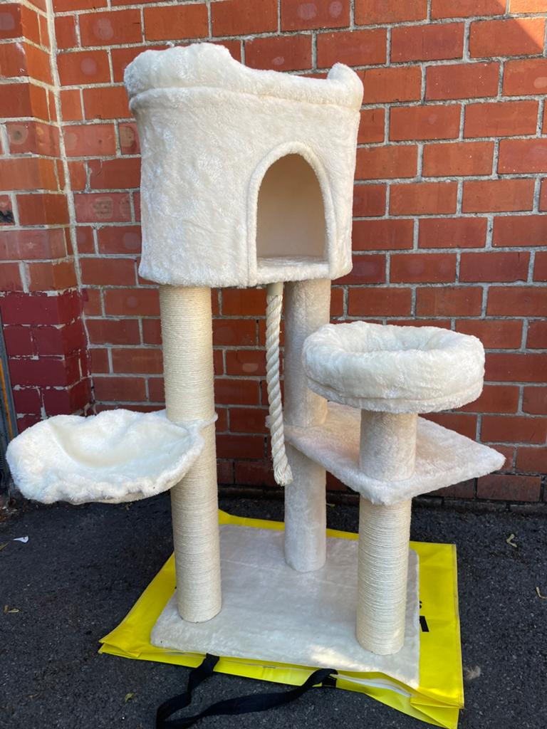 Luxe Beige Krabpaal 150cm – Dikke Sisalpalen & Grote Mand, Dieren en Toebehoren, Ophalen of Verzenden, Zo goed als nieuw, Krabpaal