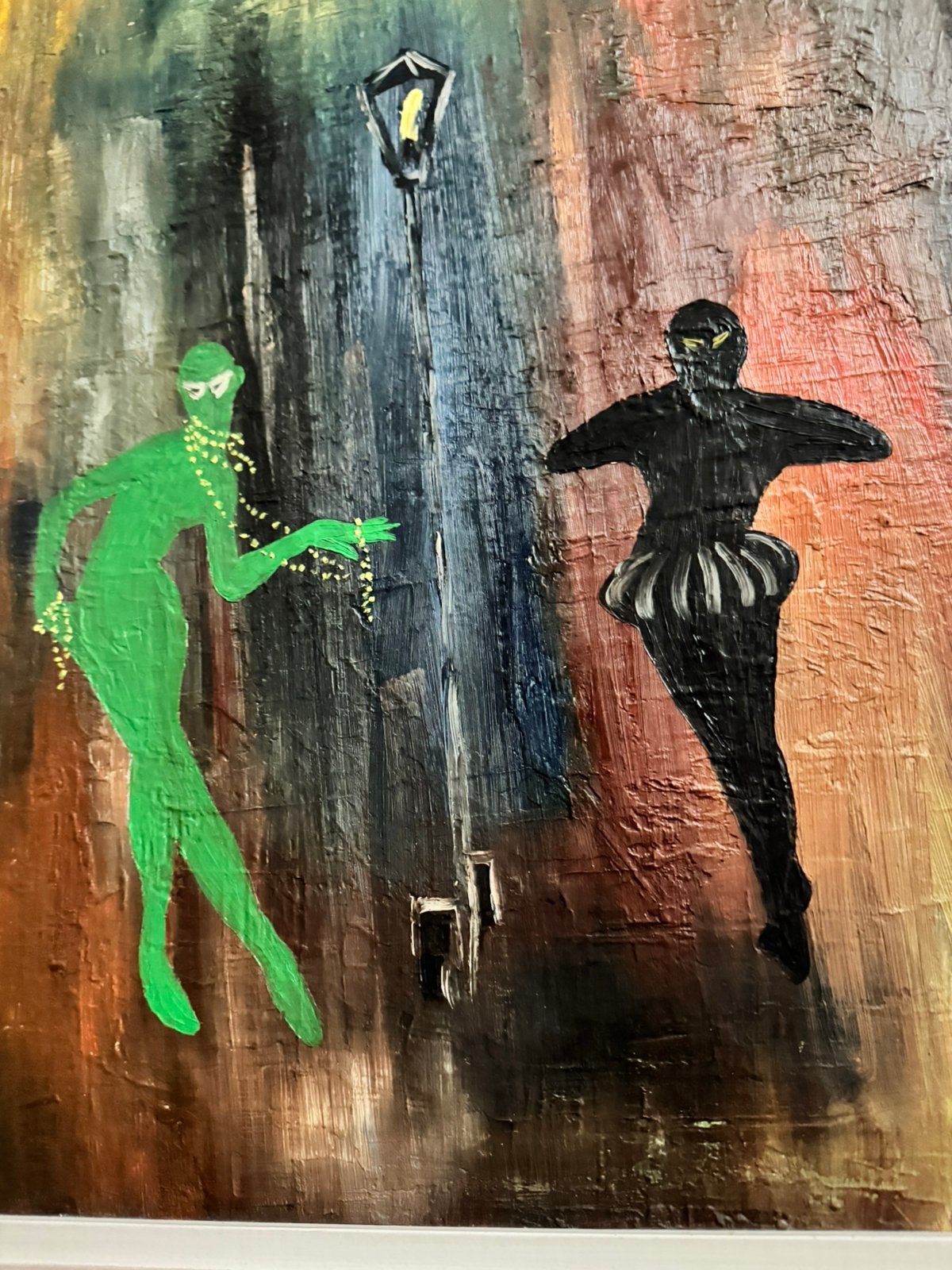 Twee figuren met straatlamp, Ophalen of Verzenden