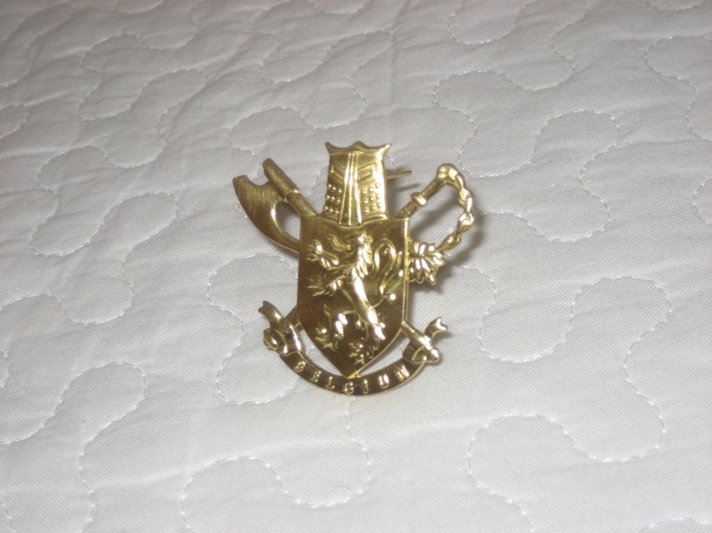 Mutskenteken 3Bn Para messing goudkleurig, Verzamelen, Ophalen of Verzenden, Landmacht, Embleem of Badge