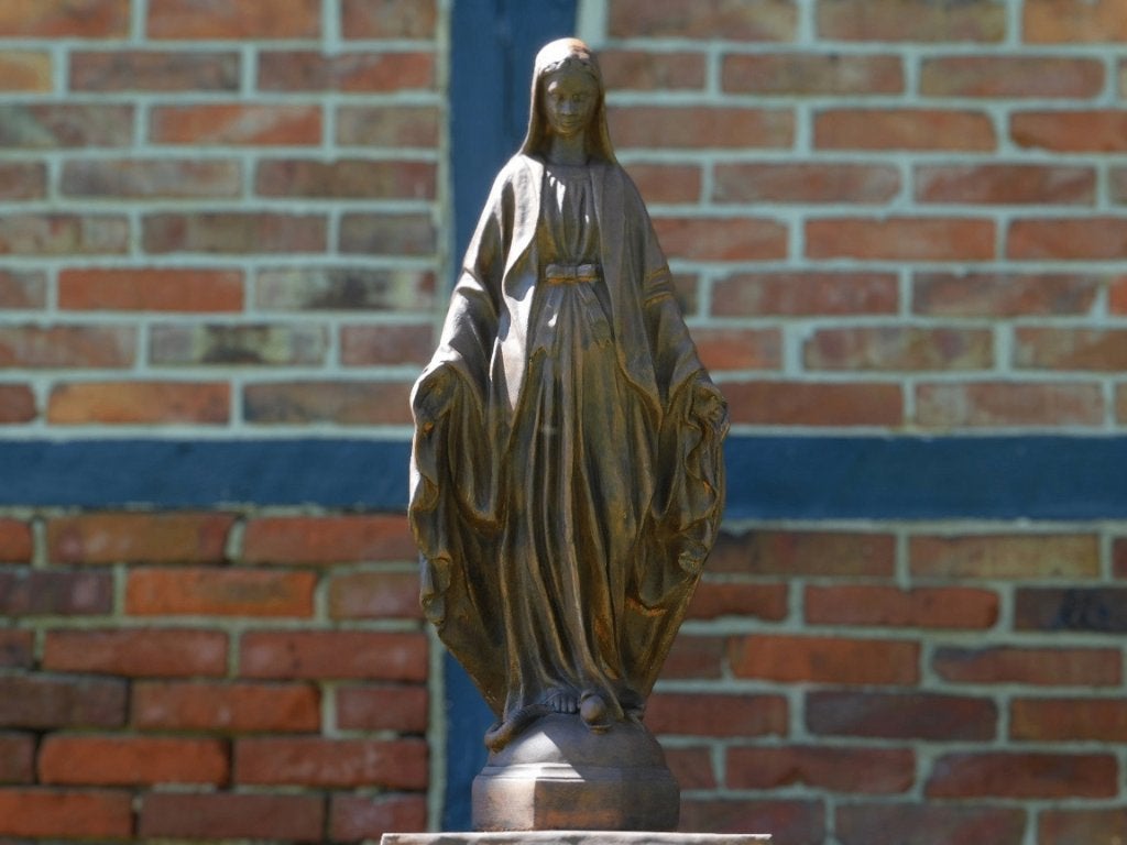 Beeld Maria - 93 cm - Steen in Oxide, Tuin en Terras, Ophalen of Verzenden, Steen, Mensenbeeld