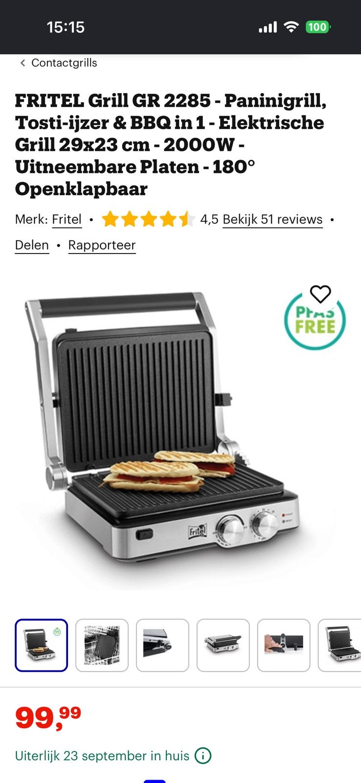 Fritel grillplaat met 2 sets platen, Enlèvement, Utilisé