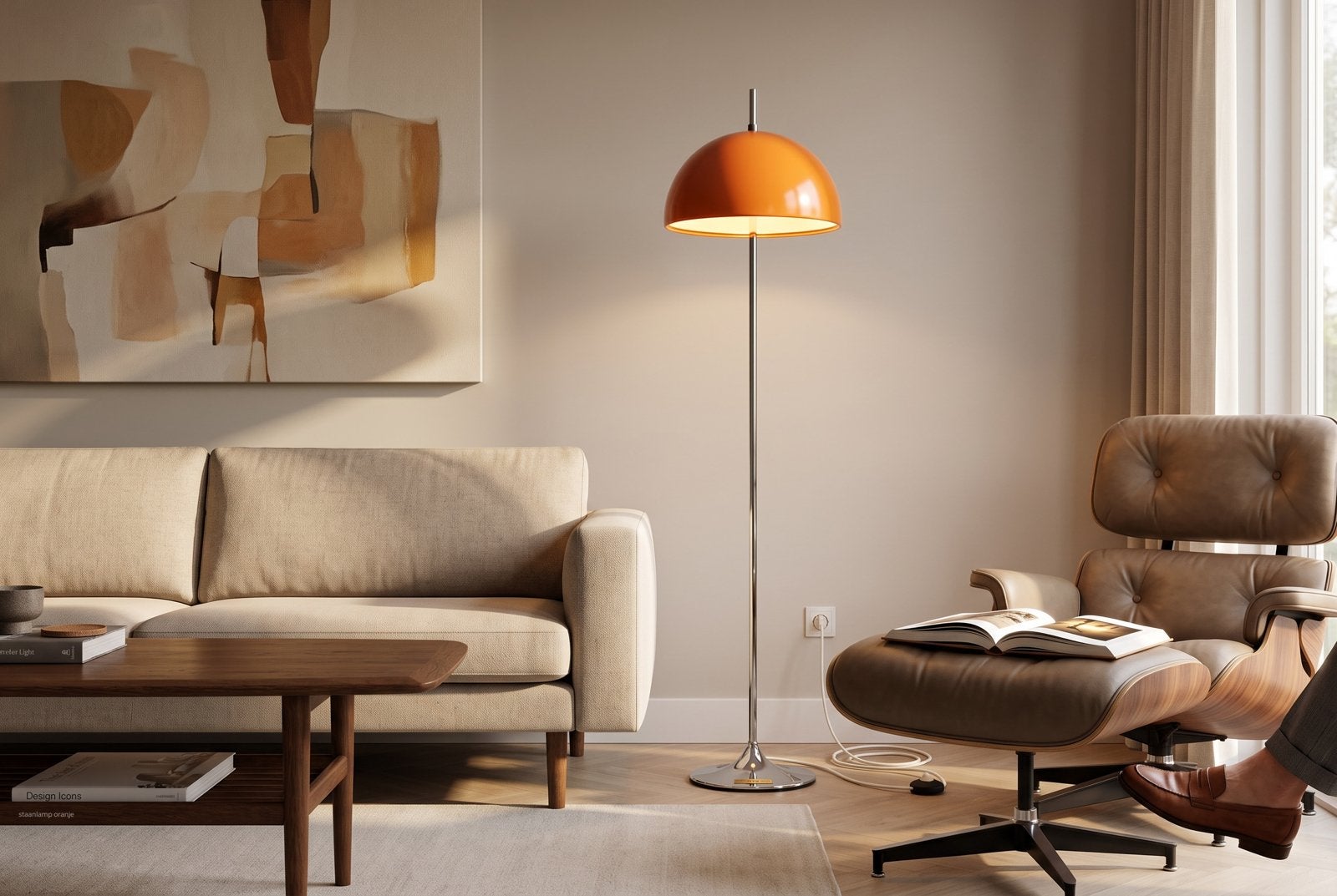 Lampadaire/lampadaire vintage en chrome avec  orange, Antiquités & Art, Antiquités | Éclairage, Enlèvement