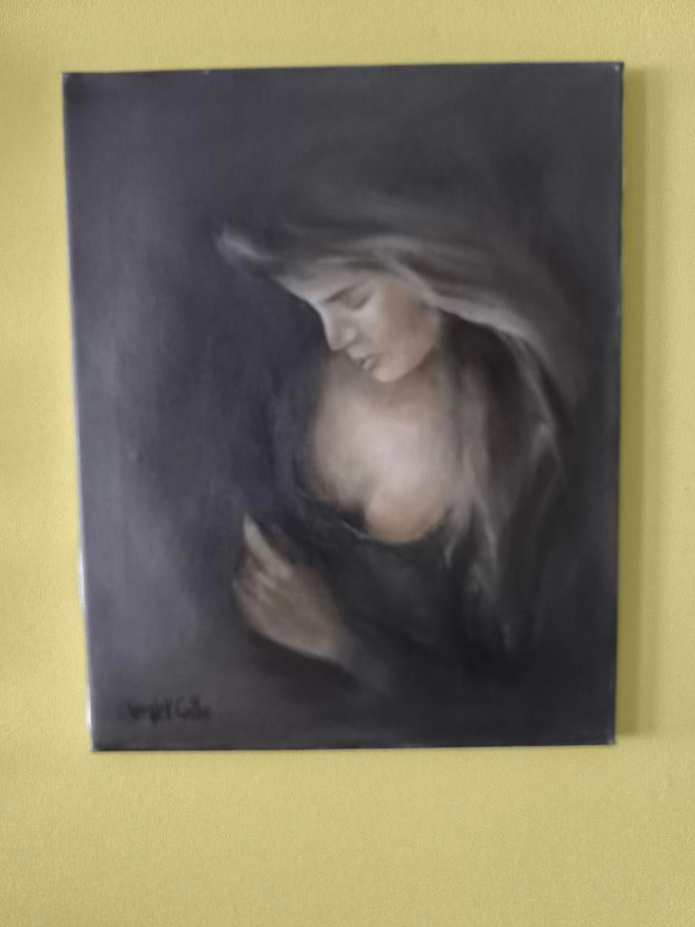 Olieverf schilderij v collie, Antiek en Kunst, Ophalen