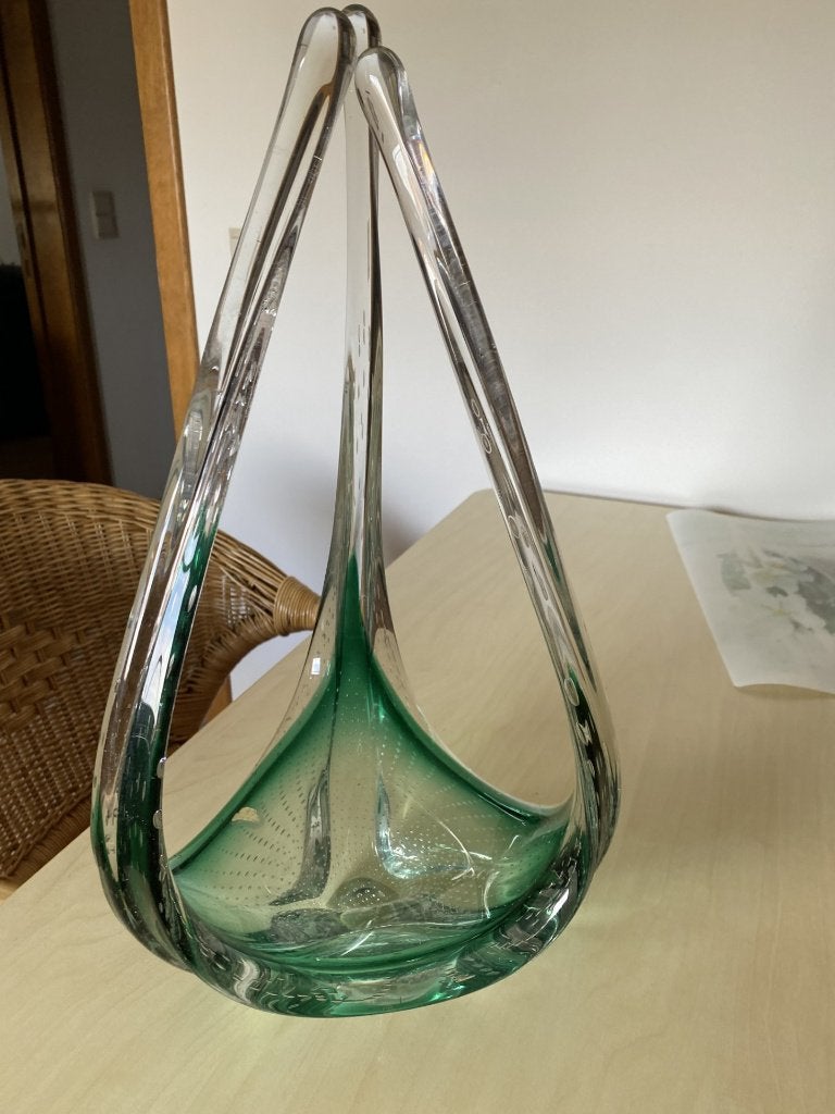 Vintage Murano stijl glazen mand. Met Bullicante bubbels, Antiek en Kunst, Ophalen