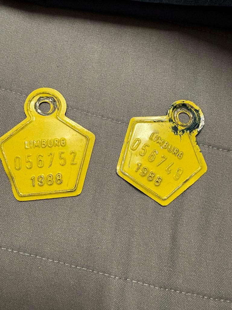 2 fietsplaten Mimburg 1988, Ophalen, Zo goed als nieuw