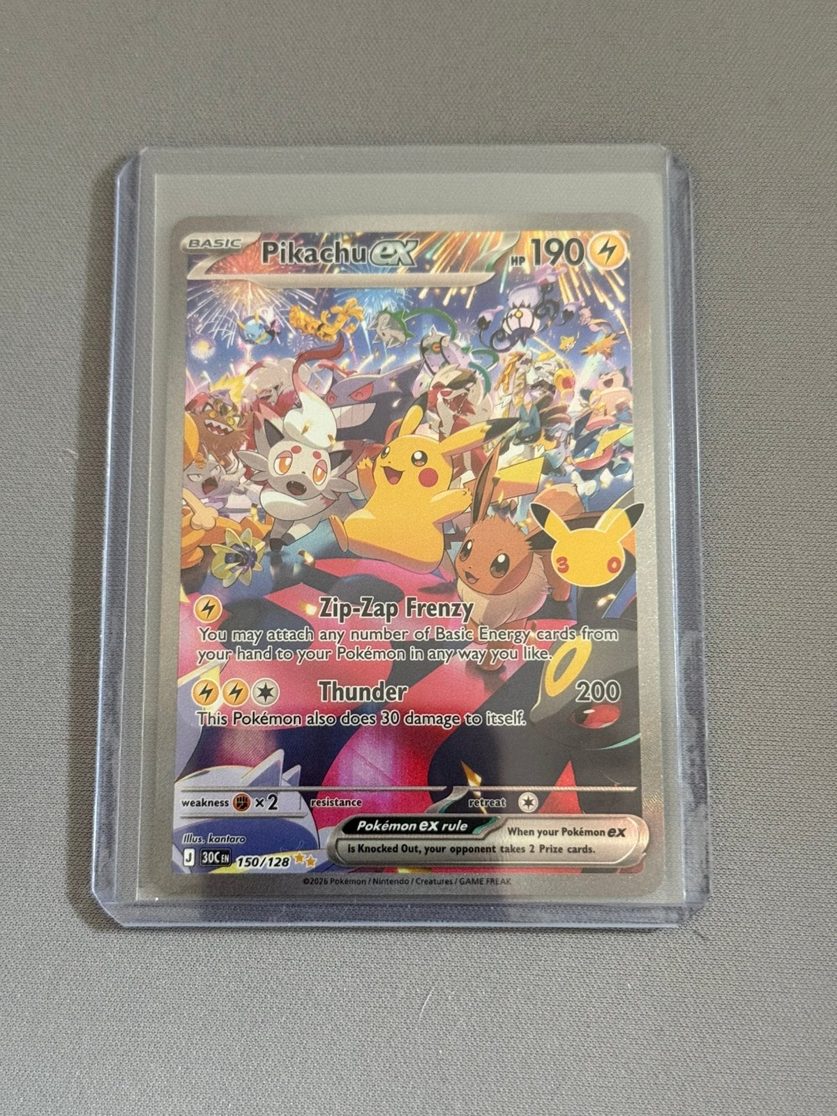 Pikachu ex 150 Pokemon 30 th anniversary, Enlèvement ou Envoi, Neuf, Cartes en vrac, Foil