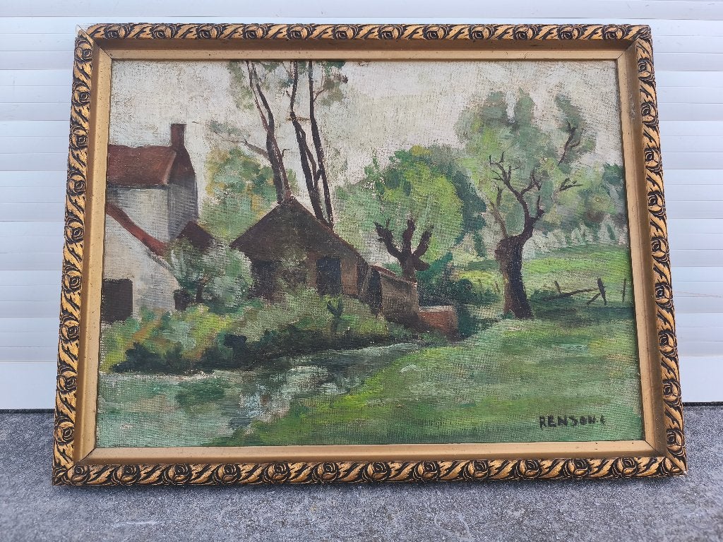 Huile sur toile signe renson, Antiquités & Art, Art | Peinture | Classique, Toile, Enlèvement ou Envoi