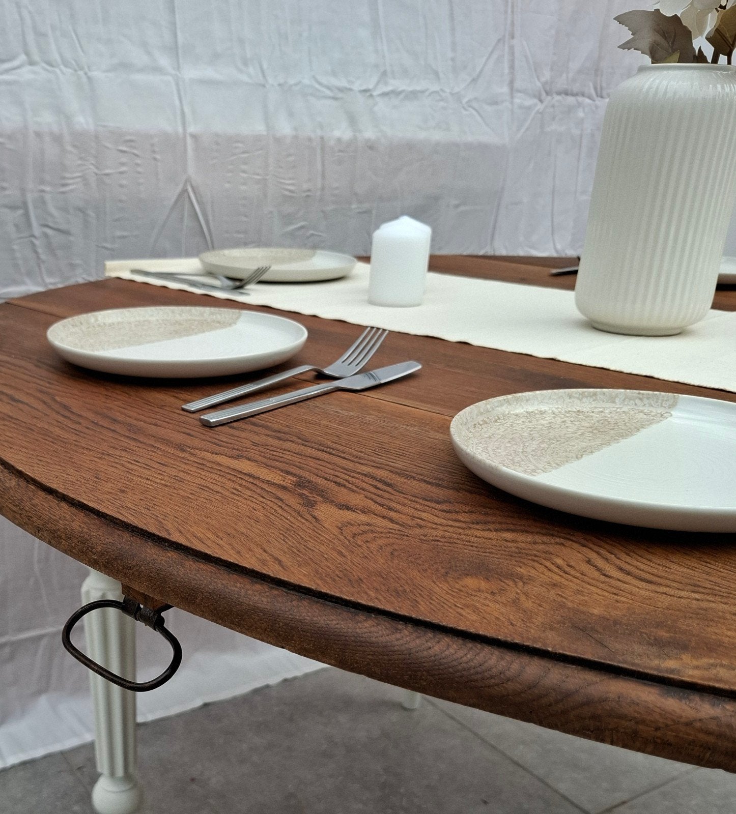 ️ ️Grande table salle à manger -6/8 pers. (chêne massif),, 100 à 150 cm, Cinq personnes ou plus, Rond, Comme neuf