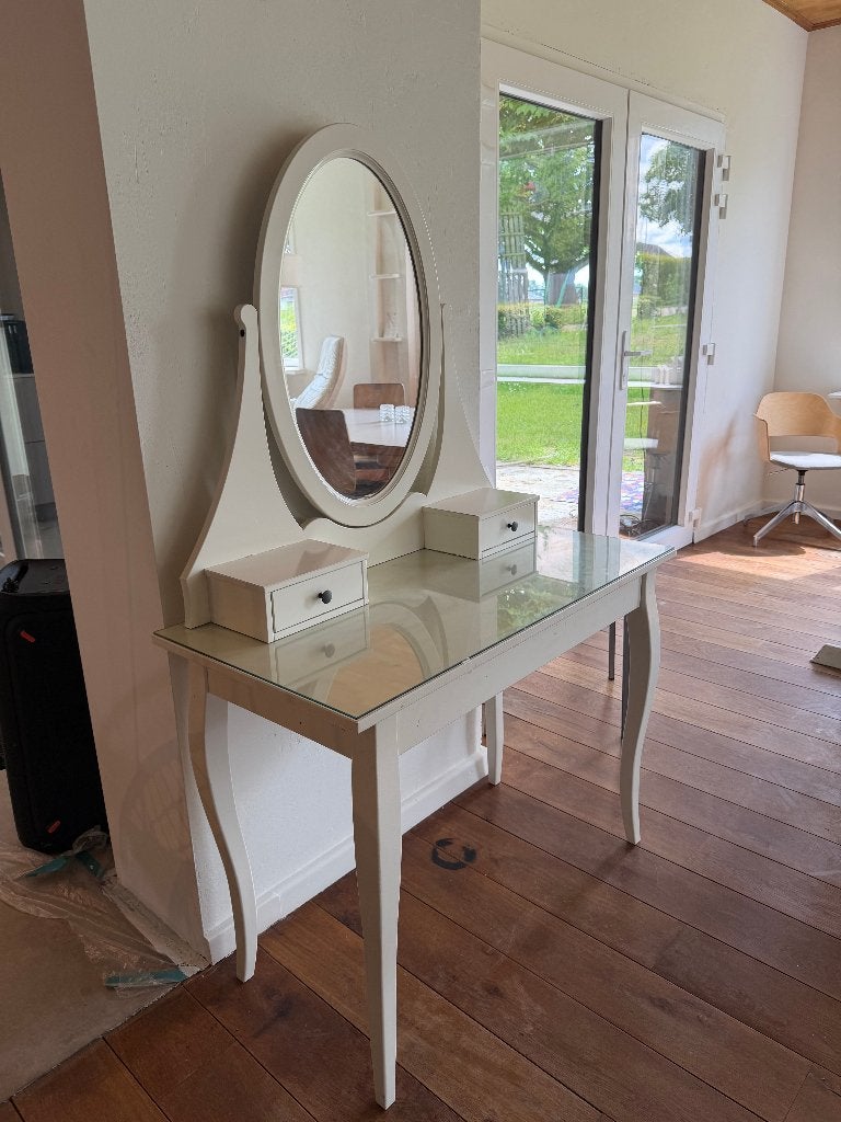 IKEA HEMNES toilettafel met spiegel – wit, Enlèvement, Utilisé, 50 à 100 cm, 150 à 200 cm