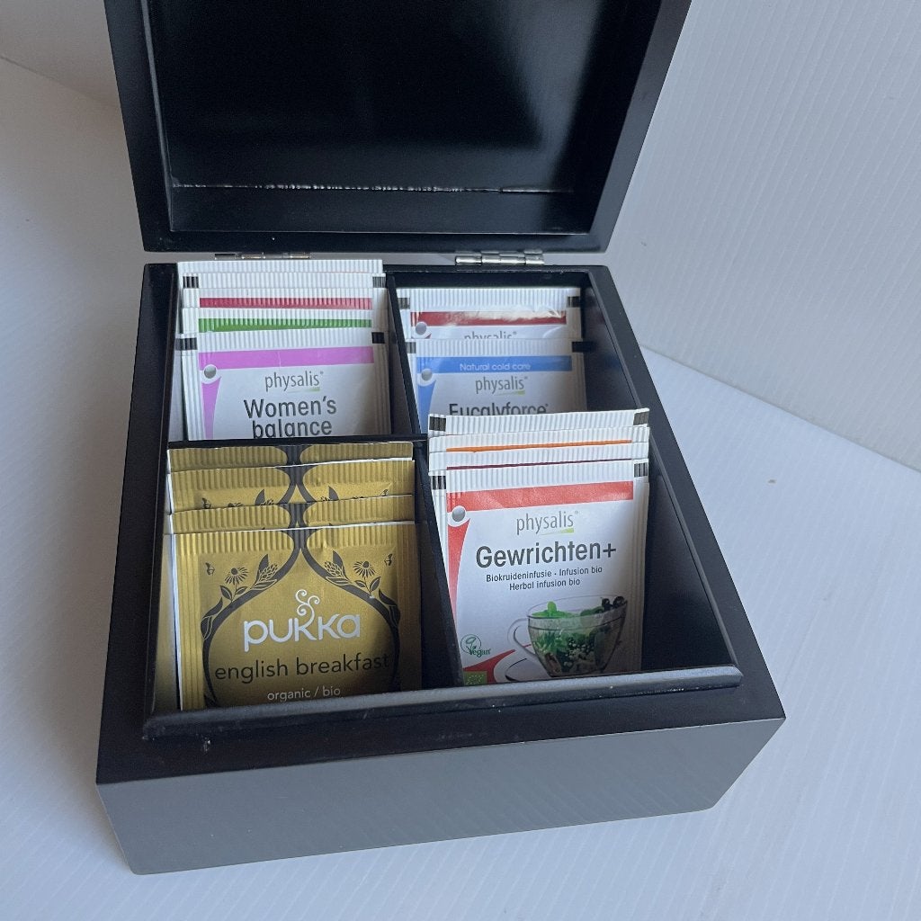boîte à sachets de thé, Enlèvement ou Envoi, Comme neuf, Bois, Noir