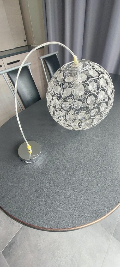Moderne hanglamp met Acrylkristallen Bol (Kwantum) – Chroom, Huis en Inrichting, Ophalen, Gebruikt, Kunststof