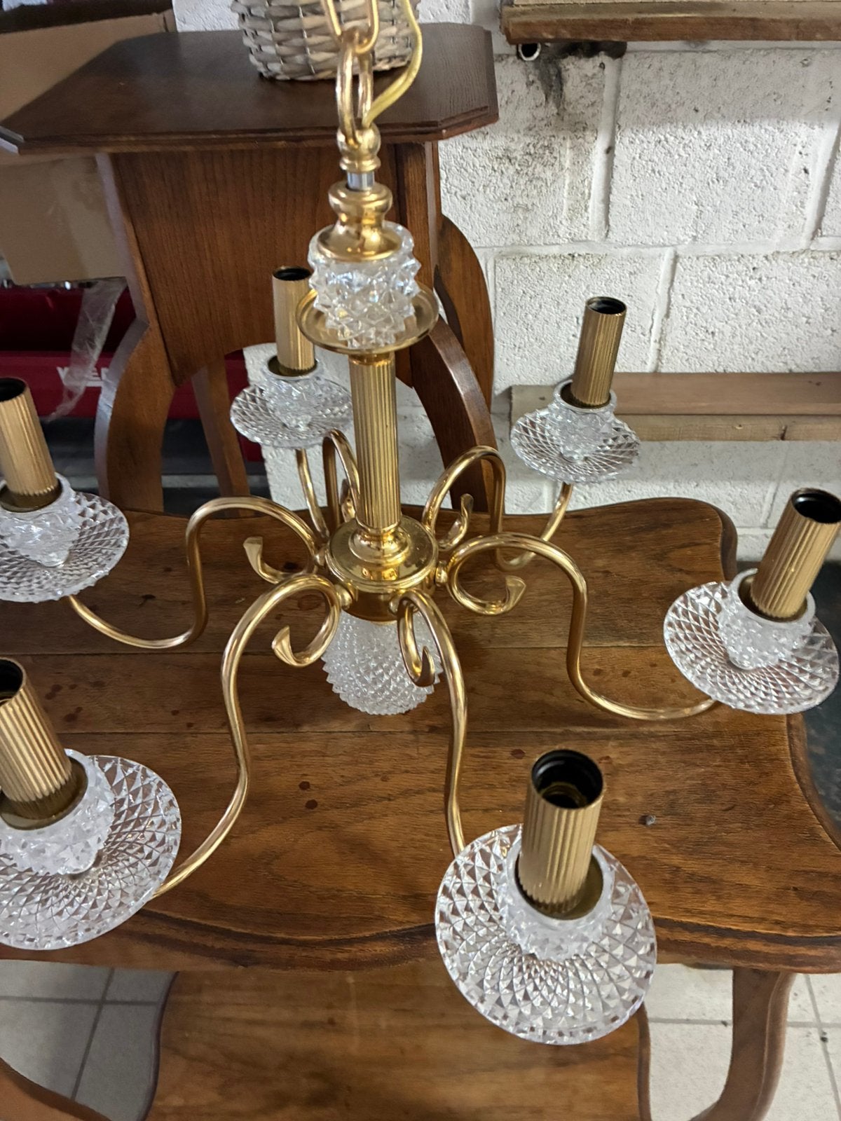 Lustres cristal / cuivre, Enlèvement, Comme neuf, Verre, Ancien