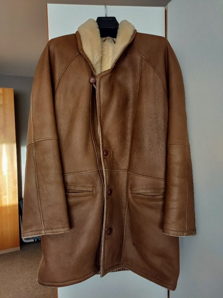 lederen herenjas lamsvacht, Kleding | Heren, Ophalen, Bruin, Maat 48/50 (M), Kusam
