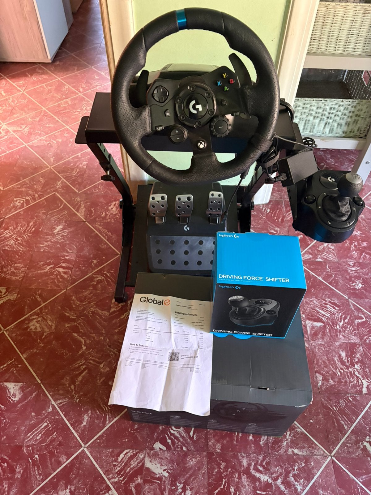Logitech G923+driving force shifter+ stuurwielstandaard, Games en Spelcomputers, Spelcomputers | Xbox | Accessoires, Zo goed als nieuw