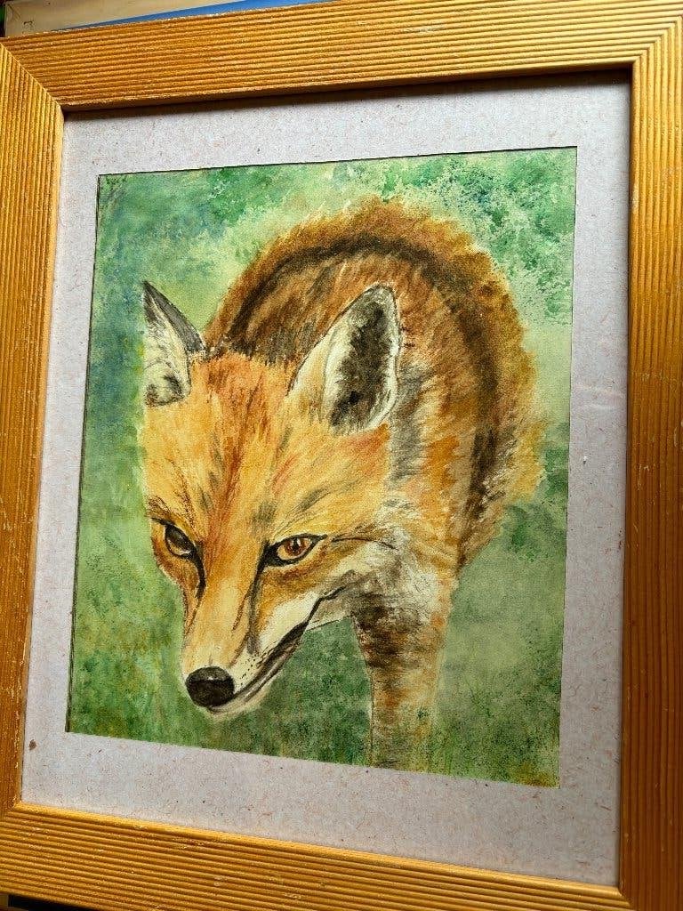Le goupil, Antiquités & Art, Enlèvement ou Envoi, Peint à la main, Aquarelle, Animaux