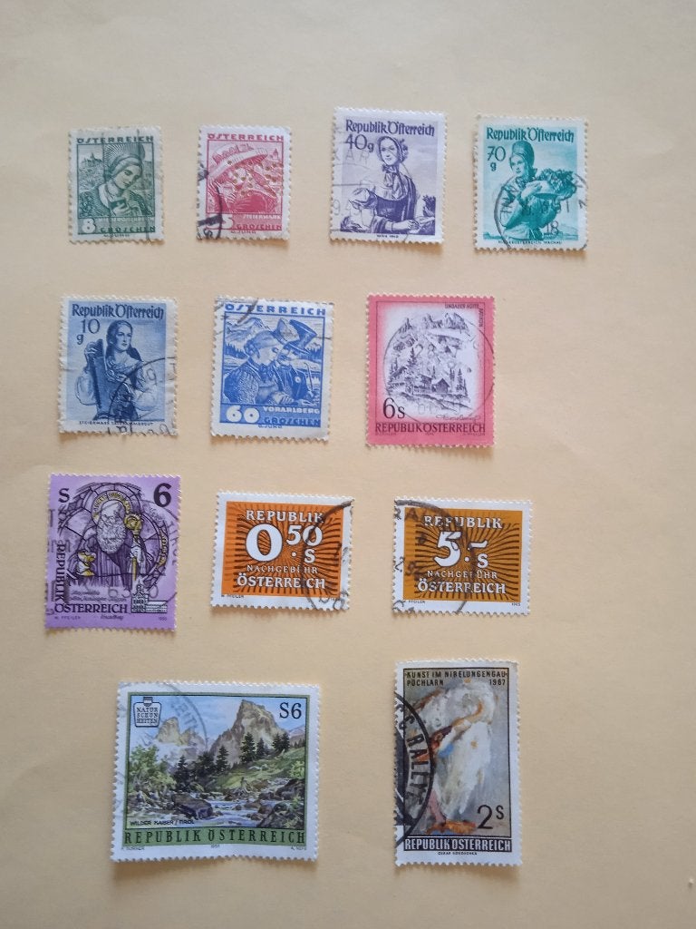 Lot de 12 timbres oblitérés d' Autriche., Verzenden, Gestempeld