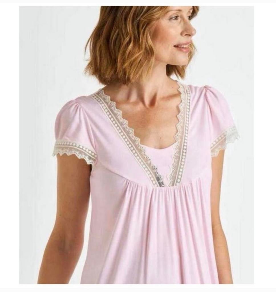 2X David Nieper Nachthemd kanten rand bamboe-rijk XL pyjama, Kleding | Dames, Pyjama's, Ophalen of Verzenden, Nieuw, Maat 46/48 (XL) of groter