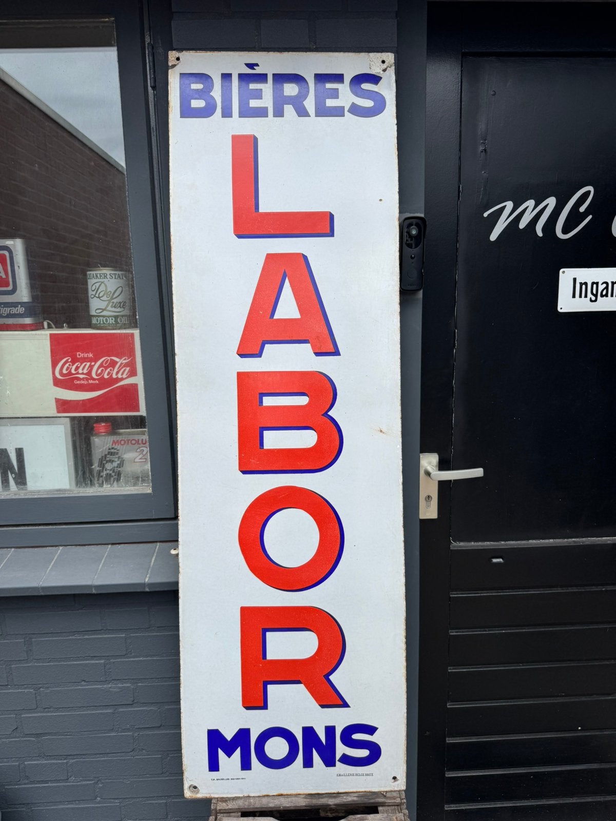 LABOR Bier emaille reclamebord 1933 !, Verzamelen, Ophalen, Gebruikt, Reclamebord, Plaat of Schild, Overige merken
