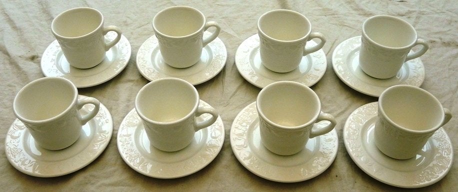 Kopjes & Schotels, F. Giorgi - Quadrifoglio, 8 stuks, 1980s., Gebruikt, Overige merken, Keramiek, Vintage