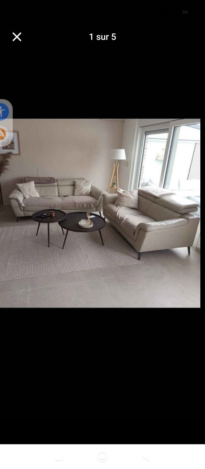 Salon en cuir vachette gris, Enlèvement ou Envoi, Cuir
