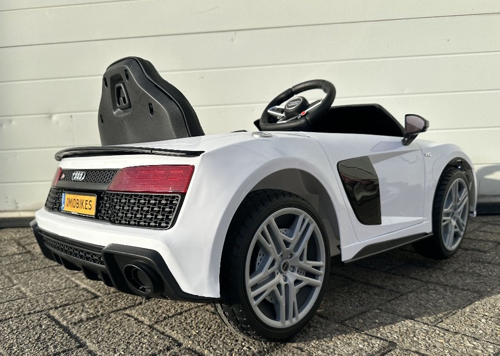 Audi R8 12v wit Afstands. / Bleutooht / Leder en Rubberba., Kinderen en Baby's, Ophalen of Verzenden, Nieuw