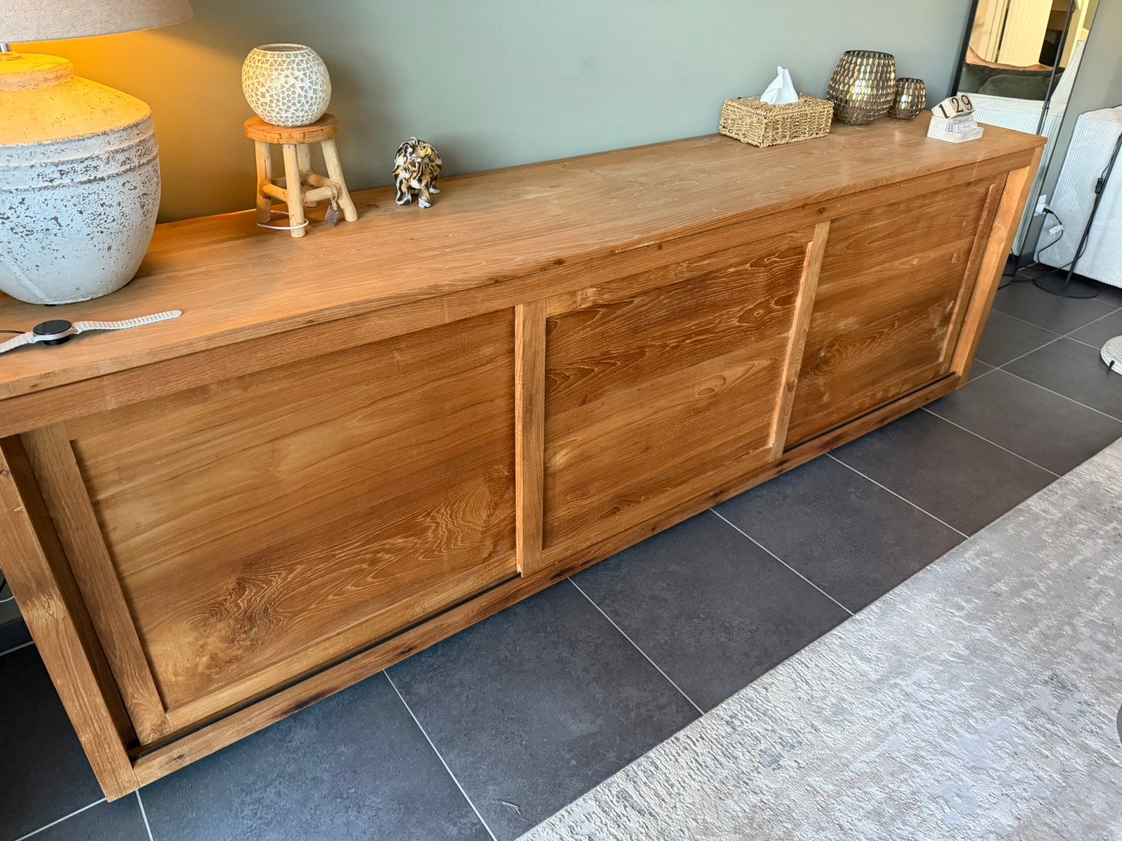 Dressoir massief hout met schuifdeuren, Ophalen, Gebruikt