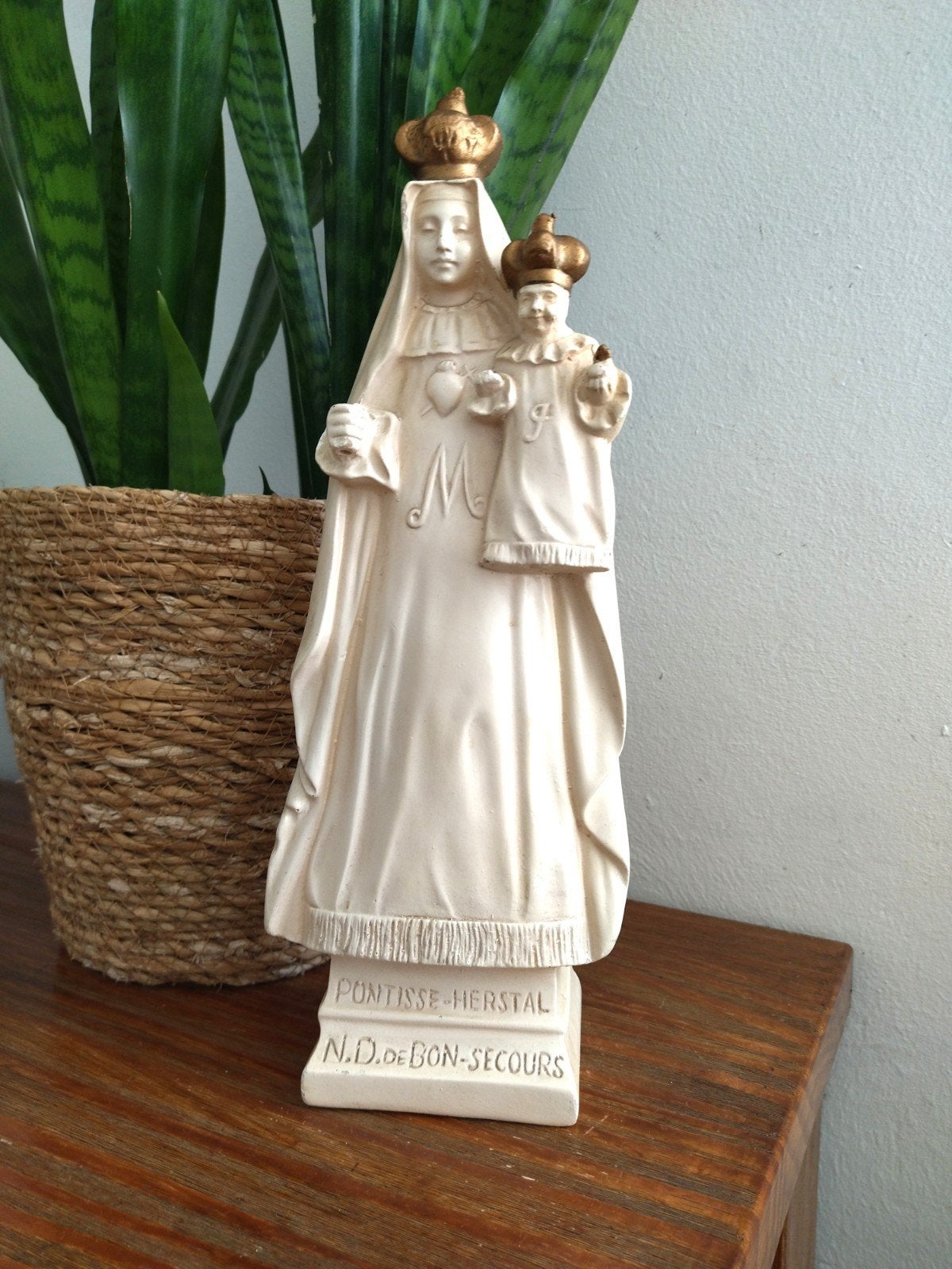 Oud beeld van Onze Lieve Vrouw van Bon-Secours (Pontisse-Her, Ophalen of Verzenden