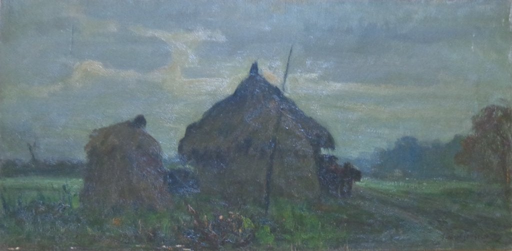 KAREL JONGELINGHS / HOOIMIJTEN / OLIEVERF PANEEL / 25x49cm, Enlèvement ou Envoi